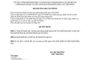 Quyết định 682/QĐ-BTC công bố Danh mục văn bản quy phạm pháp luật hết hiệu lực