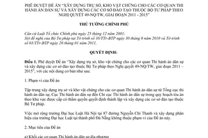 Quyết định 440/QĐ-TTg  phê duyệt Đề án Xây dựng trụ sở, kho vật chứng