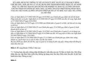 Thông tư 41/2011/TT-BTC sửa đổi Thông tư 193/2010/TT-BTC  định chế độ thu, nộp