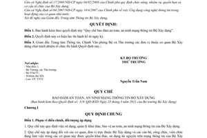 Quyết định 319/QĐ-BXD Quy chế bảo đảm an toàn, an ninh mạng thông tin