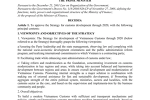 Decision No. 448/QD-TTg approving the Strategy for customs development through
