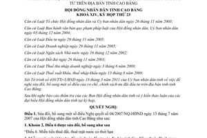 Nghị quyết 12/2011/NQ-HĐND sửa đổi Nghị quyết 04/2007/NQ-HĐND
