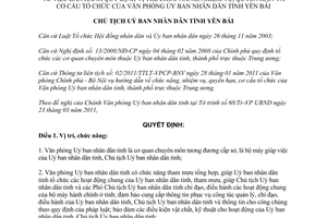 Quyết định số 380/QĐ-UBND năm 2011 chức năng văn phòng ủy ban Yên Bái