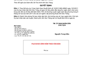 Quyết định 13/2011/QĐ-UBND thay thế phụ lục 3 theo Quyết định 10/2011/QĐ-UBND