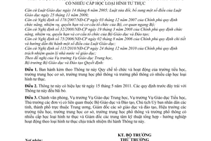 Thông tư 13/2011/TT-BGDĐT Quy chế tổ chức hoạt động trường tiểu học