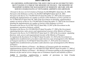 Joint circular No. 43/2011/TTLT/BTC-BGTVT amending, supplementing