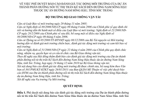 Quyết định 589/QĐ-BGTVT phê duyệt báo cáo đánh giá tác động môi trường