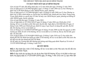 Quyết định 07/2011/QĐ-UBND Quy trình bồi thường, hỗ trợ và tái định cư