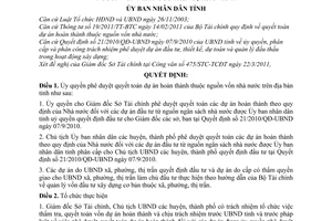 Quyết định 07/2011/QĐ-UBND ủy quyền phê duyệt quyết toán dự án hoàn thành