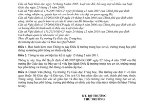 Thông tư 12/2011/TT-BGDĐT Điều lệ trường trung học cơ sở, phổ thông và trường