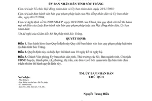 Quyết định 12/2011/QĐ-UBND Quy chế ban hành văn bản quy phạm pháp luật Sóc Trăng