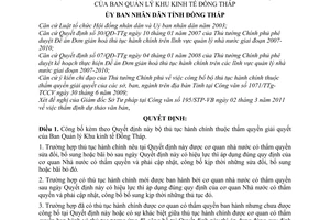 Quyết định 06/2011/QĐ-UBND  công bố bộ thủ tục hành chính