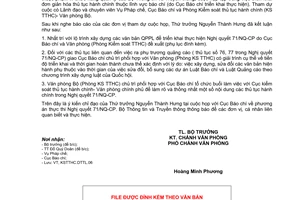 Thông báo 22/TB-BTTTT phương án thực thi Nghị quyết 71/NQ-CP