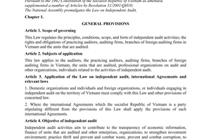 Law No. 67/2011/QH12 of March 29, 2011, on independent audit
