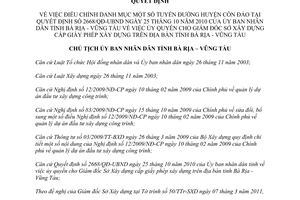 Quyết định 684/QĐ-UBND 2011 điều chỉnh tuyến đường Côn Đảo tại 2268/QĐ-UBND Bà Rịa Vũng Tàu