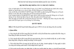 Quyết định 433/QĐ-BTTTT phê duyệt Kế hoạch hành động quốc gia IPv6