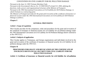 Circular No. 12/2011/TT-BGTVT providing for the grant and revocation