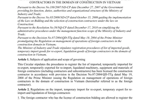 Circular No. 15/2011/TT-BCT stipulating registration procedures of list