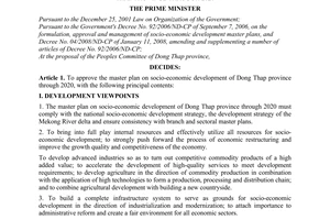 Decision No. 470/QD-TTg approving the master plan on socio-economic development