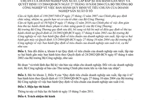 Thông tư 12/2011/TT-BCTsửa đổi Quyết định 24/2002/QĐ-BCN