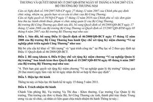 Thông tư 08/2011/TT-BCT sửa đổi quy định thủ tục hành chính