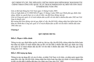 Thông tư 12/2011/TT-BGTVT cấp, thu hồi giấy chứng nhận bảo hiểm