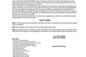 Quyết định 469/QĐ-TTg Điều lệ tổ chức và hoạt động Tập đoàn Công nghiệp Cao su