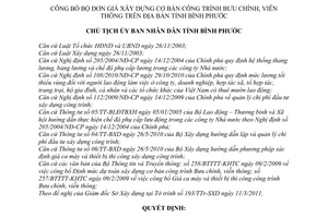 Quyết định 713/QĐ-UBND công bố bộ Đơn giá xây dựng cơ bản công trình