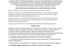 Circular No. 08/2011/TT-BTTTT amending and supplementing some articles