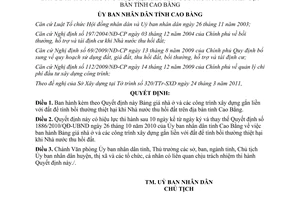 Quyết định 593/2011/QĐ-UBND Bảng giá nhà ở và công trình xây dựng gắn liền