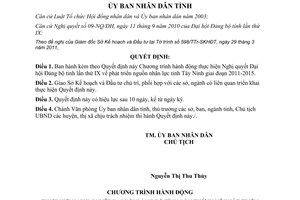 Quyết định 12/2011/QĐ-UBND hành động phát triển nguồn nhân lực tỉnh Tây Ninh