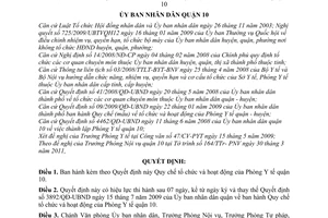 Quyết định 10/2011/QĐ-UBND Quy chế tổ chức và hoạt động Phòng Y tế