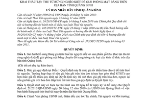 Quyết định 03/2011/QĐ-UBND bổ sung Bảng giá tính thuế tài nguyên