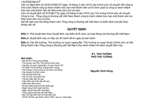 Quyết định 474/QĐ-TTg Điều lệ tổ chức và hoạt động Đường sắt Việt Nam