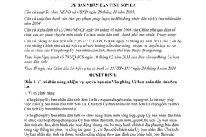 Quyết định 03/2011/QĐ-UBND chức năng nhiệm vụ quyền hạn Văn phòng Ủy ban Sơn La