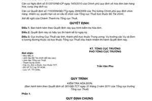 Quyết định 381/QĐ-TCT quy trình kiểm tra hóa đơn