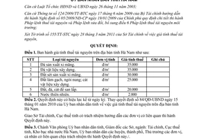Quyết định 404/QĐ-UBND năm 2011 giá tính thuế tài nguyên trên địa bàn Hà Nam