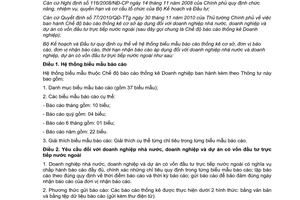 Thông tư 04/2011/TT-BKHĐT hệ thống biểu mẫu báo cáo thống kê