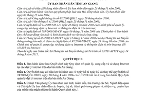 Quyết định 09/2011/QĐ-UBNDquản lý, cung cấp và sử dụng Internet