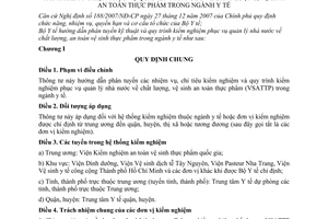 Thông tư 13/2011/TT-BYT hướng dẫn phân tuyến nhiệm vụ, chỉ tiêu kiểm nghiệm