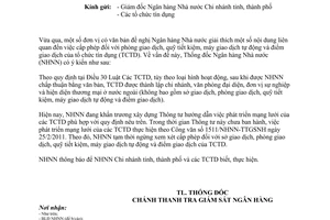 Công văn 2028/NHNN-TTGSNH phát triển mạng lưới tổ chức tín dụng năm 2011