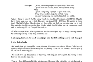 Công văn 664/LĐTBXH-BDG xây dựng kế hoạch và thực hiện Chiến lược quốc gia