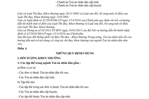 Công văn 38/TANDTC-TĐKT hướng dẫn công tác thi đua, khen thưởng ngành Toà án