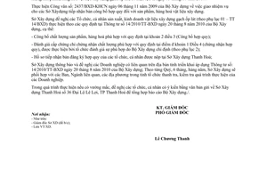 Công văn 525/SXD-QLVL hướng dẫn thực hiện Thông tư  14/2010/TT-BXD