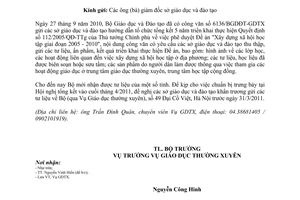 Công văn 1547/BGDĐT-GDTX tổng kết 5 năm xây dựng Xã hội học tập