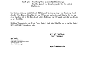 Công văn 2497/BCT-XNK cấp C/O cho hàng gia công xuất nhập khẩu tại chỗ