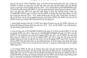 Công văn 1600/BGDĐT-GDTrH tổ chức ôn thi tốt nghiệp trung học phổ thông