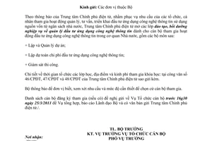 Công văn 813/LĐTBXH-TCCB thông báo mở lớp đào tạo, bồi dưỡng về quản lý đầu tư