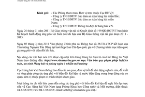 Công văn 616/CHHVN-KHCNMT thông báo các văn bản liên quan đến công tác ứng phó