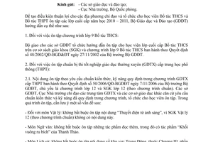 Công văn 1635/BGDĐT-GDTX hướng dẫn ôn tập lớp 9 bổ túc trung học cơ sở